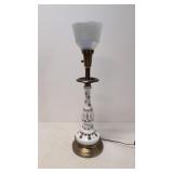 Art Deco Bohemian cut to clear Porcelain lamp