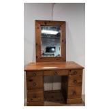 Knotty Pine Kneehole dresser with mirror