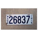 Porcelain 1912 Mass License plate