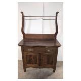 Antique oak washstand with towel bar