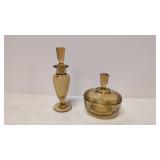 Antique Honey Amber Perfume and Puff box