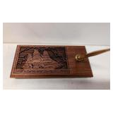 Vintage Lazer Craft Walnut Desk Pen holder