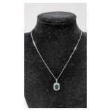 Emerald and white sapphire necklace