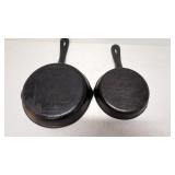 Two Wagner 1891 cast iron skillets