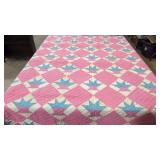 Pink and Blue Basket design quilt