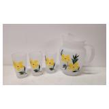 Vintage 4 pcs. Frosted glass beverage set