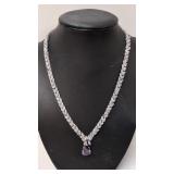 18 Ct. Amethyst and white sapphire necklace