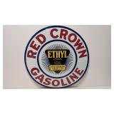 30' Single sided porcelain Red Crown Gasoline sign