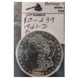 1921 - D   Morgan Silver Dollar