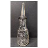Vintage Brookins Quart Motor Oil Bottle & spout