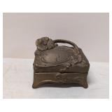Antique Art Nouveau Footed hinged brass box