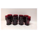 8 Ruby Red 12 oz. Georgian Honey Comb glasses
