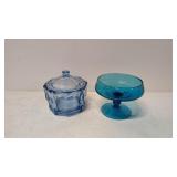 Blue Indiana Glass Candy & Blue Compote