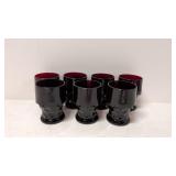 7 Ruby Red 8 oz. Georgian Honey Comb Glasses