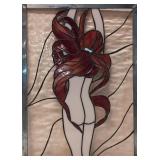 Stained & Slag leaded glass window Nude lady backi