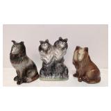 Three Ceramic dog figures
