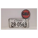 1960 Tennessee License Plate with Gulf Topper
