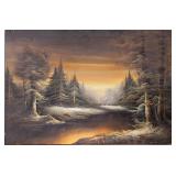 Antique landscape oil on canvas signed L. Taylor