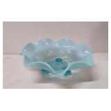 Vintage Aqua opalescent footed bowl