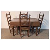 Oak Drop leaf table & 4 ladder back chairs