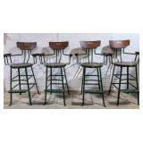 Four Vintage Metal and Wood Brunswick Bar Stools