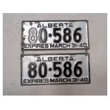 Matching Alberta 1940 License Plates
