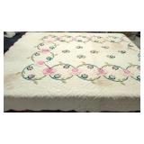 Vintage Appliqued Rose Quilt