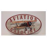 Oval Aviation Gasoline metal sign