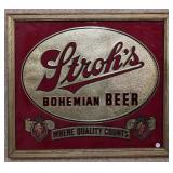 Vintage Stroh's Bohemian Beer Framed Mirror