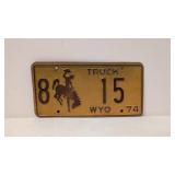 1974 Wyoming Truck License plate
