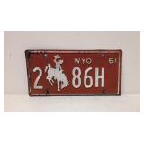 1961 Wyoming License Plate