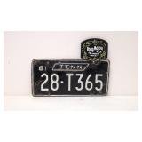 Vintage 1961 Tennessee license Plate / Ford topper