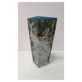 Amia 10' hand painted white peacock glass vase