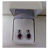 .925 Ruby and White Sapphire earrings