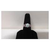 .925 Fire Opal and Pink sapphire ring