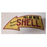 Fill Up With Shell  Cast Iron Arrow Sign