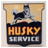 Husky Service Embossed metal sign