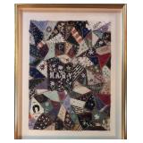 1884 Framed Section of Antique Crazy Quilt