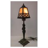 Figural Lamp with slag glass shade