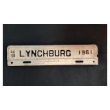 1961 Lynchburg, Tennessee Tag Topper