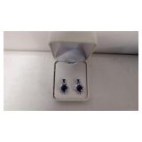 .925 Blue & White sapphire earrings