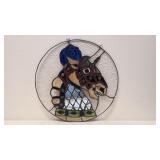 Round Stained leaded glass horse with jewels