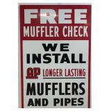 1958 Original Free Muffler Check metal sign