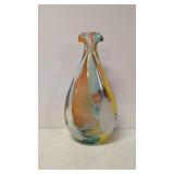 Multicolored hand blown art glass vase