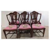 Vintage 6 Needlepoint shield back dinning chairs