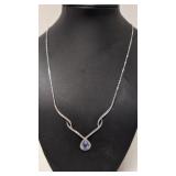 .925 Tanzanite and diamonds evening necklace
