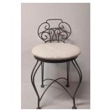 Vintage wrought iron vanity stool