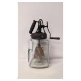 Vintage glass butter churn with handle