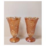 Vintage pair Marigold Iris & Herringbone Vases