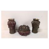 3 pieces of old Goofus glass